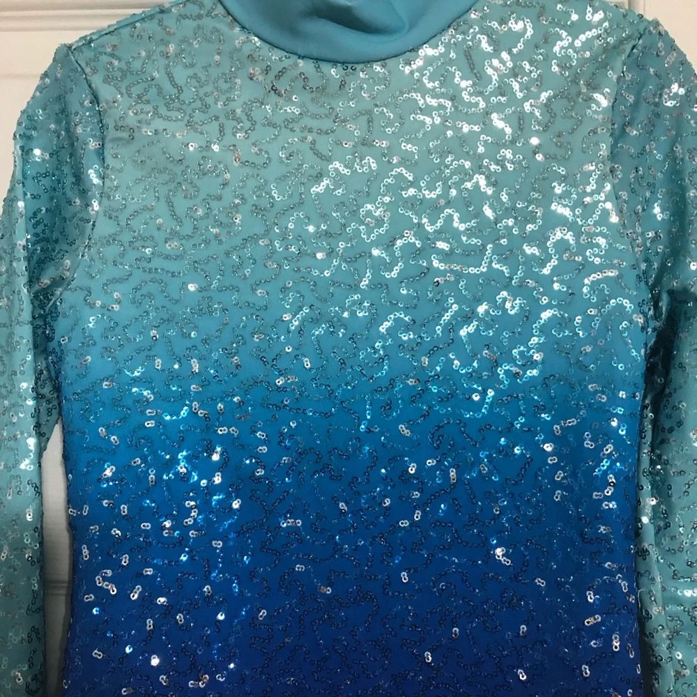 Weissman‎ blue ombré sequins costume dance recital girls size medium child
